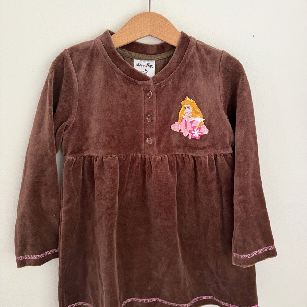 Blue Sky Brown and Pink Dress with Princess Detail